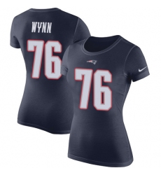 NFL Women's Nike New England Patriots #76 Isaiah Wynn Navy Blue Rush Pride Name & Number T-Shirt