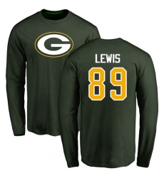 NFL Nike Green Bay Packers #89 Marcedes Lewis Green Name & Number Logo Long Sleeve T-Shirt