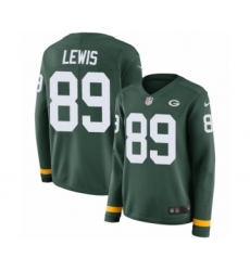 Women's Nike Green Bay Packers #89 Marcedes Lewis Limited Green Therma Long Sleeve NFL Jersey
