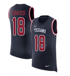 Men's Nike Houston Texans #18 Sammie Coates Navy Blue Rush Player Name & Number Tank Top NFL Jersey
