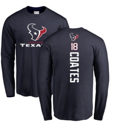 NFL Nike Houston Texans #18 Sammie Coates Navy Blue Backer Long Sleeve T-Shirt