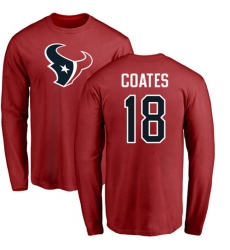 NFL Nike Houston Texans #18 Sammie Coates Red Name & Number Logo Long Sleeve T-Shirt
