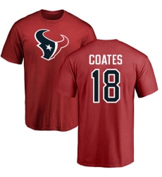 NFL Nike Houston Texans #18 Sammie Coates Red Name & Number Logo T-Shirt