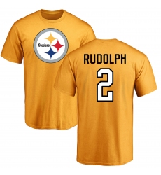 Nike Pittsburgh Steelers #2 Mason Rudolph Gold Name & Number Logo T-Shirt