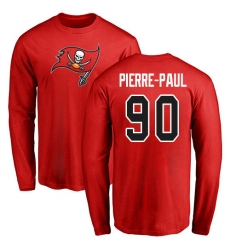 NFL Nike Tampa Bay Buccaneers #90 Jason Pierre-Paul Red Name & Number Logo Long Sleeve T-Shirt