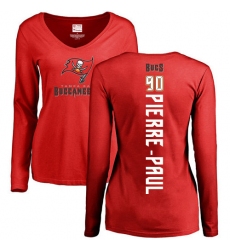 NFL Women's Nike Tampa Bay Buccaneers #90 Jason Pierre-Paul Red Backer Long Sleeve T-Shirt