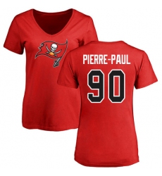 NFL Women's Nike Tampa Bay Buccaneers #90 Jason Pierre-Paul Red Name & Number Logo T-Shirt
