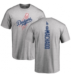 MLB Nike Los Angeles Dodgers #8 Manny Machado Ash Backer T-Shirt