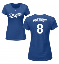 MLB Women's Nike Los Angeles Dodgers #8 Manny Machado Royal Blue Name & Number T-Shirt