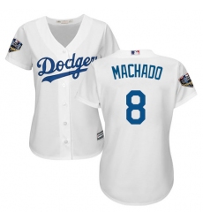 Women's Majestic Los Angeles Dodgers #8 Manny Machado Authentic White Home Cool Base 2018 World Series MLB Jersey