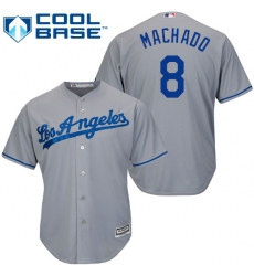 Youth Majestic Los Angeles Dodgers #8 Manny Machado Authentic Grey Road Cool Base MLB Jersey