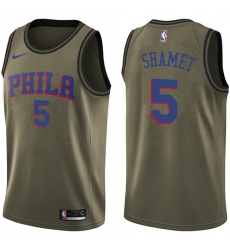 Men's Nike Philadelphia 76ers #5 Landry Shamet Swingman Green Salute to Service NBA Jersey