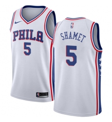 Youth Nike Philadelphia 76ers #5 Landry Shamet Swingman White NBA Jersey - Association Editionon
