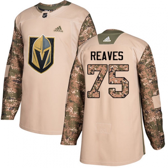 Youth Adidas Vegas Golden Knights 75 Ryan Reaves Authentic Camo Veterans Day Practice NHL