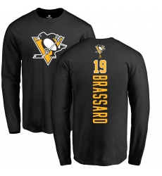 NHL Adidas Pittsburgh Penguins #19 Derick Brassard Black Backer Long Sleeve T-Shirt