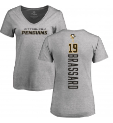 NHL Women's Adidas Pittsburgh Penguins #19 Derick Brassard Ash Backer T-Shirt