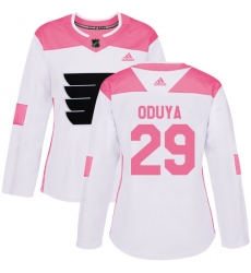 Women's Adidas Philadelphia Flyers #29 Johnny Oduya Authentic White Pink Fashion NHL Jersey