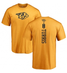 NHL Adidas Nashville Predators #8 Kyle Turris Gold One Color Backer T-Shirt
