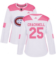 Women's Adidas Montreal Canadiens #25 Adam Cracknell Authentic White Pink Fashion NHL Jersey