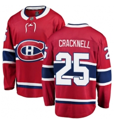 Youth Montreal Canadiens #25 Adam Cracknell Authentic Red Home Fanatics Branded Breakaway NHL Jersey