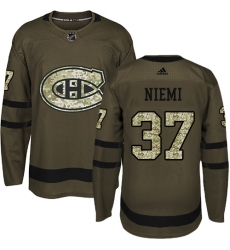 Youth Adidas Montreal Canadiens #37 Antti Niemi Authentic Green Salute to Service NHL Jersey