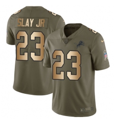 Youth Nike Detroit Lions #23 Darius Slay Jr Limited Olive Gold Salute to Service NFL Jersey