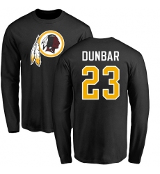 NFL Nike Washington Redskins #23 Quinton Dunbar Black Name & Number Logo Long Sleeve T-Shirt