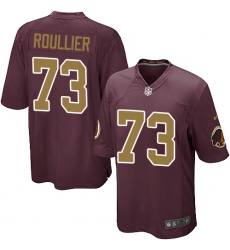 Men's Nike Washington Redskins #73 Chase Roullier Game Burgundy Red Gold Number Alternate 80TH Anniversary NFL Jersey