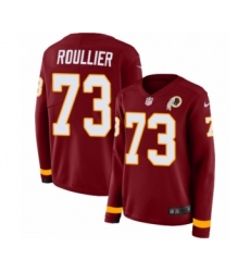 Women's Nike Washington Redskins #73 Chase Roullier Limited Burgundy Therma Long Sleeve NFL Jersey