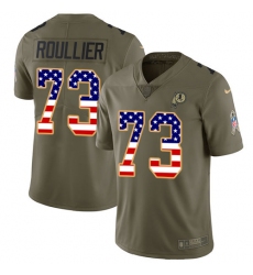 Youth Nike Washington Redskins #73 Chase Roullier Limited Olive USA Flag 2017 Salute to Service NFL Jersey
