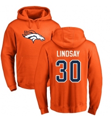 NFL Nike Denver Broncos #30 Phillip Lindsay Orange Name & Number Logo Pullover Hoodie