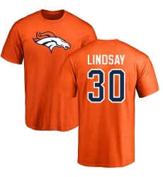 NFL Nike Denver Broncos #30 Phillip Lindsay Orange Name & Number Logo T-Shirt