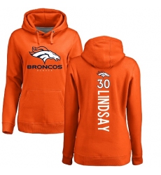 NFL Women's Nike Denver Broncos #30 Phillip Lindsay Orange Backer Pullover Hoodie