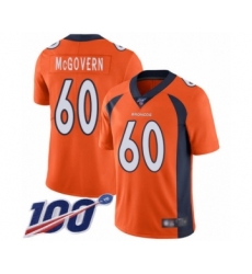 Men's Denver Broncos #60 Connor McGovern Orange Team Color Vapor Untouchable Limited Player 100th Season Football Jersey