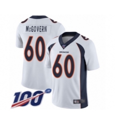 Men's Denver Broncos #60 Connor McGovern White Vapor Untouchable Limited Player 100th Season Football Jersey