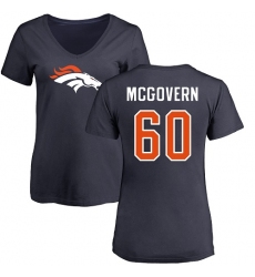 NFL Women's Nike Denver Broncos #60 Connor McGovern Navy Blue Name & Number Logo T-Shirt