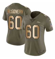 Women's Nike Denver Broncos #60 Connor McGovern Limited Olive Gold 2017 Salute to Service NFL Jersey