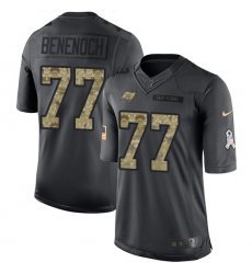 Men's Nike Tampa Bay Buccaneers #77 Caleb Benenoch Limited Black 2016 Salute to Service NFL Jersey