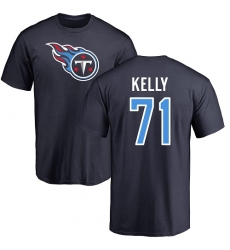 NFL Nike Tennessee Titans #71 Dennis Kelly Navy Blue Name & Number Logo T-Shirt