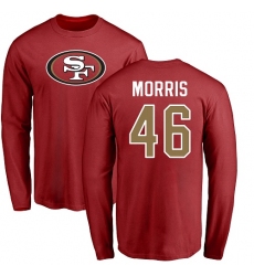 NFL Nike San Francisco 49ers #46 Alfred Morris Red Name & Number Logo Long Sleeve T-Shirt