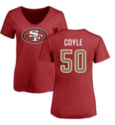 NFL Women's Nike San Francisco 49ers #50 Brock Coyle Red Name & Number Logo T-Shirt