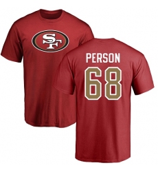 NFL Nike San Francisco 49ers #68 Mike Person Red Name & Number Logo T-Shirt