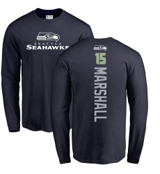 NFL Nike Seattle Seahawks #15 Brandon Marshall Navy Blue Backer Long Sleeve T-Shirt