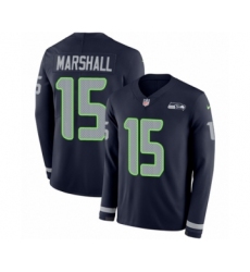 Youth Nike Seattle Seahawks #15 Brandon Marshall Limited Navy Blue Therma Long Sleeve NFL Jersey