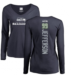 NFL Women's Nike Seattle Seahawks #99 Quinton Jefferson Navy Blue Backer Long Sleeve T-Shirt