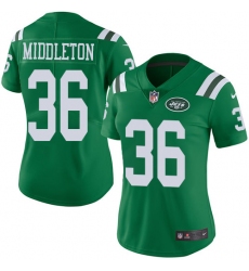 Women Nike New York Jets #36 Doug Middleton Limited Green Rush Vapor Untouchable NFL Jersey