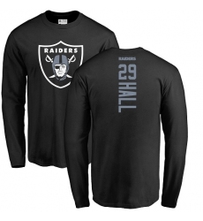 NFL Nike Oakland Raiders #29 Leon Hall Black Backer Long Sleeve T-Shirt
