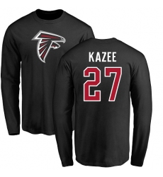 NFL Nike Atlanta Falcons #27 Damontae Kazee Black Name & Number Logo Long Sleeve T-Shirt