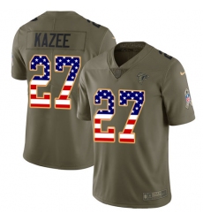Youth Nike Atlanta Falcons #27 Damontae Kazee Limited Olive USA Flag 2017 Salute to Service NFL Jersey