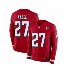 Youth Nike Atlanta Falcons #27 Damontae Kazee Limited Red Therma Long Sleeve NFL Jersey